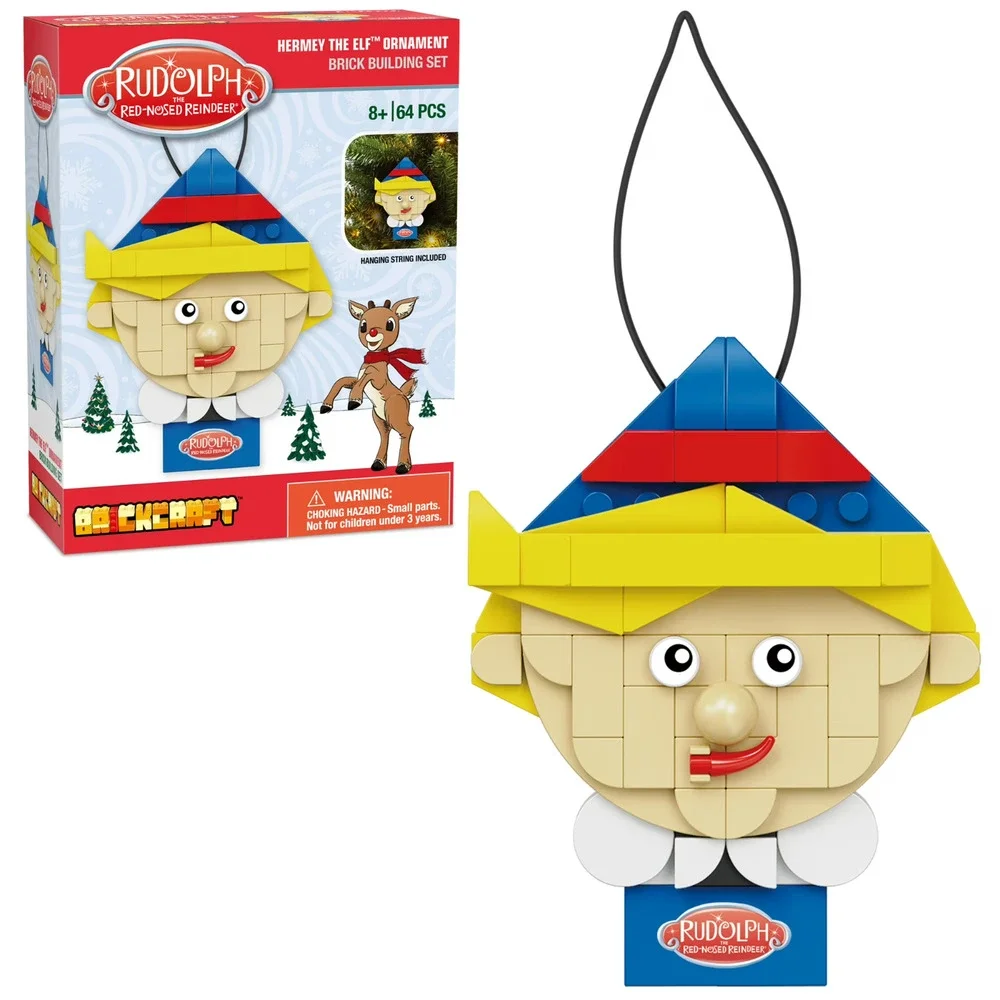 Lot of 2 Brickcraft Rudolph The Elf Decoration and Yukon Cornelius New with Tag